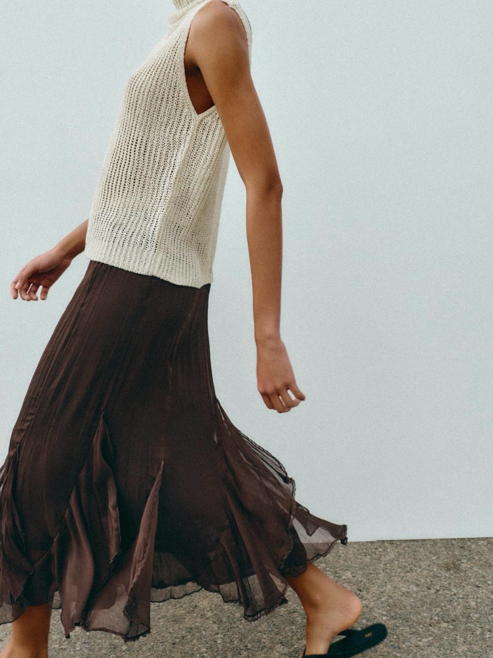 Zara Brown Ruffled Lace Midi Skirt. Size XL. Brand new! - Picture 6 of 11